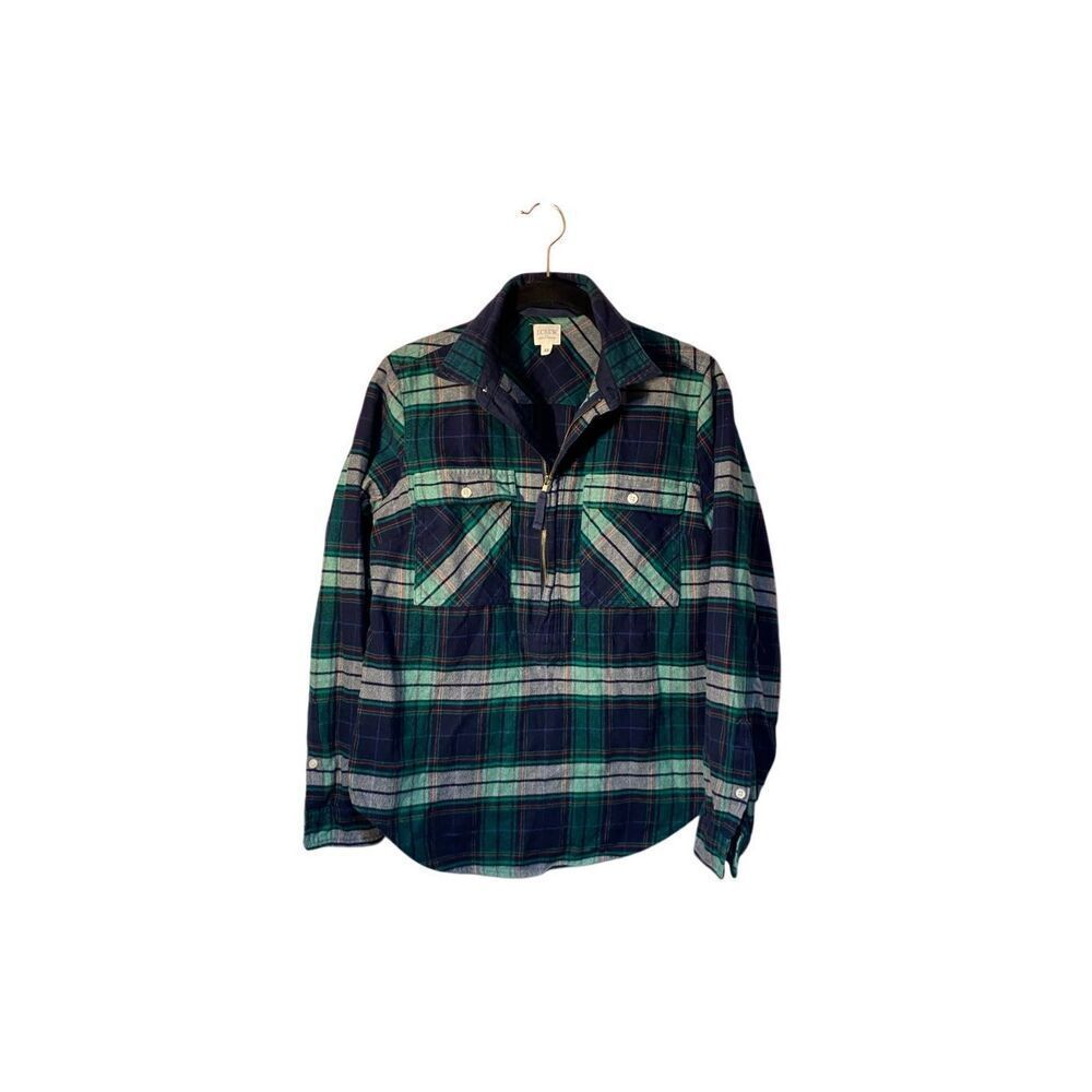 J.Crew women’s pop over long sleeve 3/4 zip flannel shirt S/XS